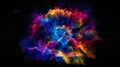 space explosion, colorful neon cloud with artificial intelligence network in space, digital space, stars and dust, conceptual Royalty Free Stock Photo
