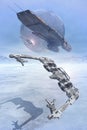 Space fighters flying low on ice Royalty Free Stock Photo