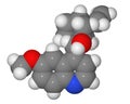 Space-filling model of quinine molecule Royalty Free Stock Photo