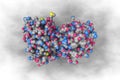 Space-filling molecular model of angiopoietin-1 (Ang1) fibrinogen-related domain. Ang1 is a type of angiopoietin and is