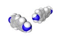 Space-filling molecular model of benzidine. Atoms are shown as spheres with conventional color coding: nitrogen (blue