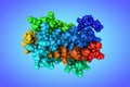 Space-filling molecular model of human hormone prolactin. Rendering based on protein data bank entry 1rw5. Rainbow