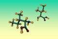 Space-filling molecular model of l-isoleucine or isoleucine, an amino acid used in the biosynthesis of proteins