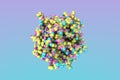 Space-filling molecular model of the measles virus hemagglutinin on colorful background. Medical background. Scientific