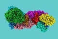 Space-filling molecular model of pertussis toxin. Rendering with differently colored protein chains based on protein Royalty Free Stock Photo