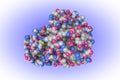 Space-filling molecular model of recombinant human interleukin-22. Atoms are shown as color-coded spheres: carbon (grey