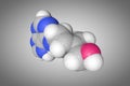 Space-filling molecular model of zeatin. Atoms are represented as spheres with conventional color coding: carbon (gray