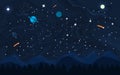 Space flat background with planets and stars