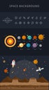 Space flat icons blue - Illustration