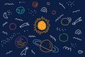 Space flat vector background with Planets