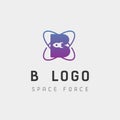 space force logo design b initial galaxy rocket vector in gradient background Royalty Free Stock Photo