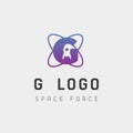 space force logo design g initial galaxy rocket vector in gradient background Royalty Free Stock Photo