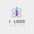 space force logo design i initial galaxy rocket vector in gradient background Royalty Free Stock Photo