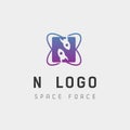 space force logo design n initial galaxy rocket vector in gradient background Royalty Free Stock Photo