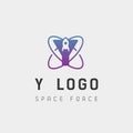 space force logo design y initial galaxy rocket vector in gradient background Royalty Free Stock Photo