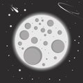 Space full moon night starry sky vector illustration Royalty Free Stock Photo