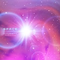 Space Galaxy Background with earth, milky way nebula, stardust and bright shining stars. Vector illustration for your Royalty Free Stock Photo