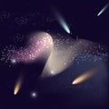 Space galaxy background with nebula, comets, star dust and bright shining stars