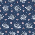 Space Galaxy childish seamless pattern with stars, cosmic elements Royalty Free Stock Photo