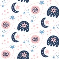 Space Galaxy childish seamless pattern with stars, cosmic elements Royalty Free Stock Photo