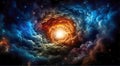 Space galaxy colorful supernova star background, universe magic starry sky, gas cloud in deep outer cosmos.