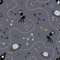 Space and galaxy seamless pattern with star. Vector illustration. Royalty Free Stock Photo