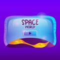 Space game ui frame for mobile interface design in cartoon style. Galaxy window with planet for button and assets