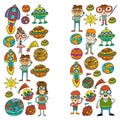 Space geek vector pattern. Kids, children students study astronomy and explore the cosmos. Nerd and spaceships, rocket