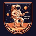 Space guitarist colorful vintage label