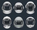 Space helmet. Futuristic astronaut clothes for space exploration military helmet with dark glass decent vector pictures isolated Royalty Free Stock Photo