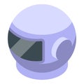 Space helmet protecting astronaut exploring galaxy isometric icon