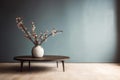 space home plaster decor contemporary wall table copy stucco design vase interior. Generative AI. Royalty Free Stock Photo