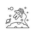 Space humanization, cosmonaut planet icon. Simple line, outline vector elements of interplanetary colonization icons for ui and ux