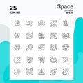 25 Space Icon Set. 100% Editable EPS 10 Files. Business Logo Concept Ideas Line icon design Royalty Free Stock Photo