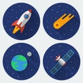 Space icons with long shadow