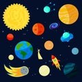 Space Icons set, cartoon style Royalty Free Stock Photo