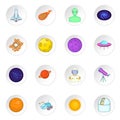 Space icons set, cartoon style Royalty Free Stock Photo