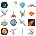 Space icons set, cartoon style Royalty Free Stock Photo