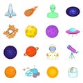 Space icons set, cartoons style Royalty Free Stock Photo