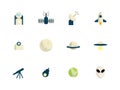 Space icons set  flat design Royalty Free Stock Photo