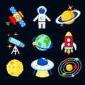 Space icons set vector design illustration Royalty Free Stock Photo