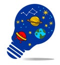Space idea with bulb idea hand drawn vector Royalty Free Stock Photo