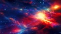 Space illustration. Nebula and galaxies in space. Colorful space background with stars.