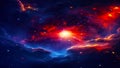 Space illustration. Nebula and galaxies in space. Colorful space background with stars.