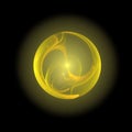 space illustration new star birth, yellow abstract ball on black, color graphics