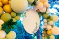 space for the inscription. decoration for banquet of colorful balloons.