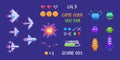 Space invader pixel game elements Royalty Free Stock Photo