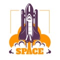 Space isolated icon spacecraft start cosmic rocket Royalty Free Stock Photo