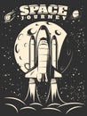 Space Journey Monochrome Print