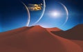 Space journey. Red alien desert